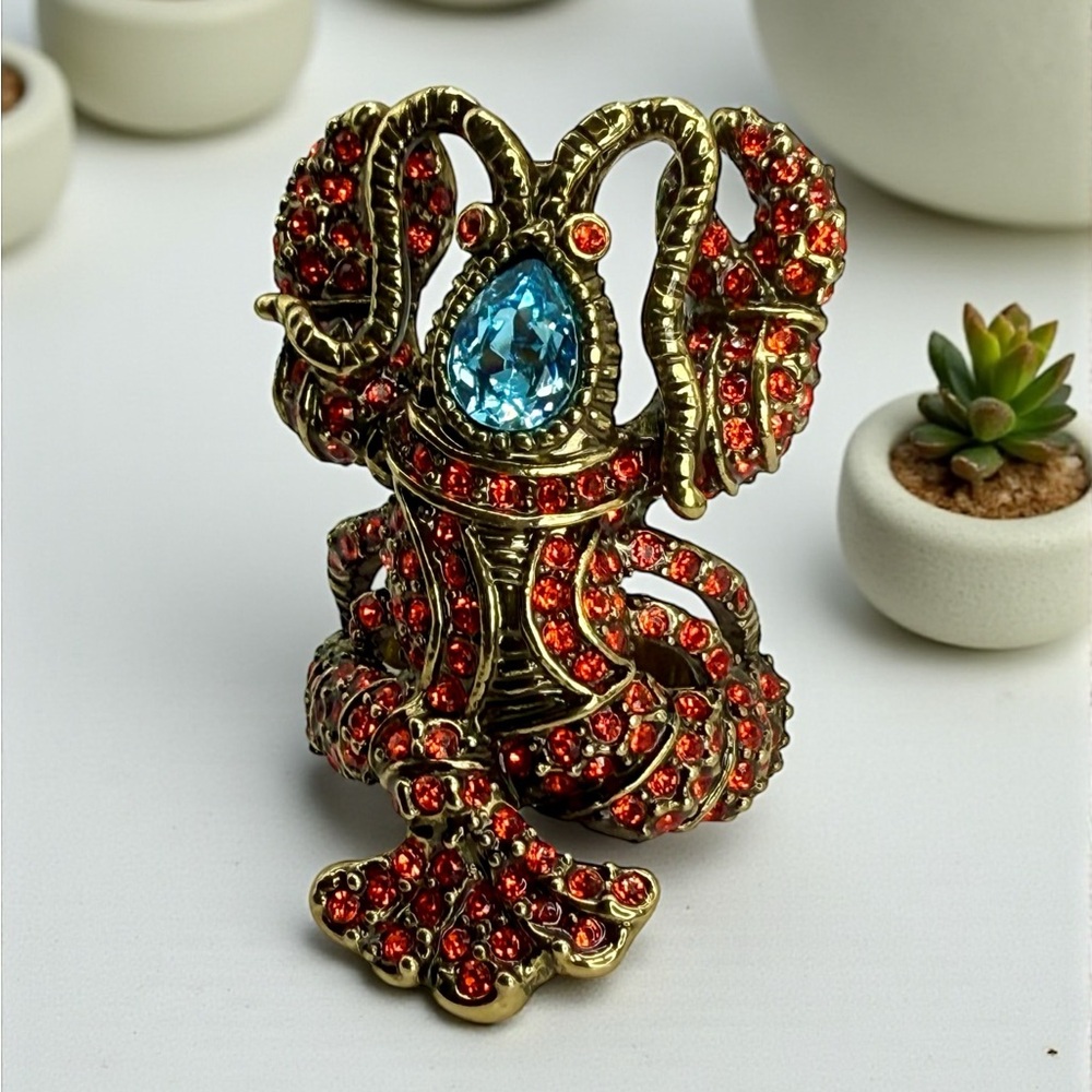Authentic Heidi Daus “Lobster Tales” Crystal Lobster Ring – Size 8 Swarovski EUC - Picture 5 of 17